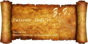 Zwirner Iván névjegykártya